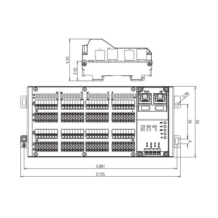 EtherCAT协议，64DI/DO自适应配置，PNP型，终端类型，RJ45网口，IP20远程模块，009E74